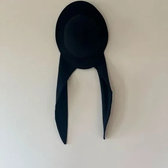 Vintage Wool Scarf-Tie Hat Black 1950’s/ 1960’s - Picture 2 of 7